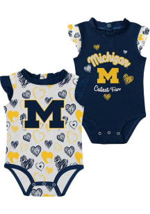 Baby Navy Blue Michigan Wolverines Happy Hearts One Piece Set