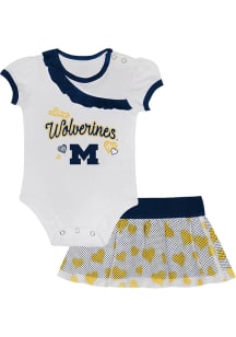 Infant Girls Navy Blue Michigan Wolverines Love My Team Top and Bottom Set