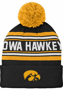 Iowa Hawkeyes Black Jacquard Cuff Pom Youth Knit Hat