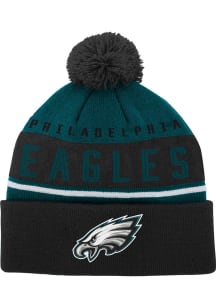 Philadelphia Eagles Green Redzone Jacquard Cuff Pom Youth Knit Hat