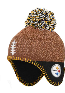 Pittsburgh Steelers Football Head Baby Knit Hat - Black