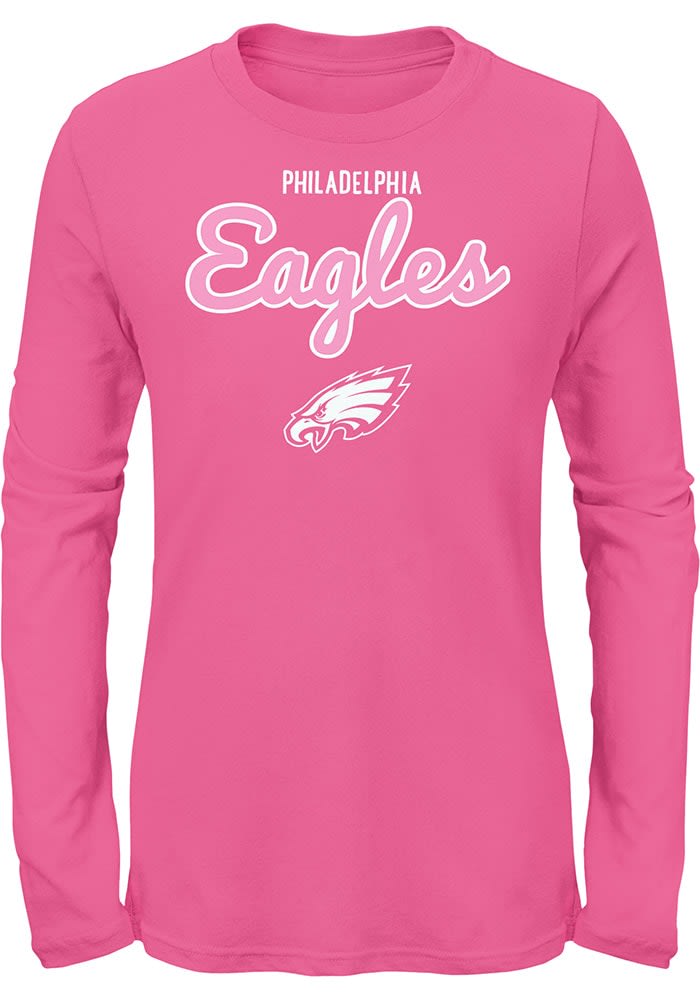 Philadelphia Eagles Girls Big Game Long Sleeve T Shirt PINK