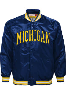 Mitchell and Ness Michigan Wolverines Youth Navy Blue Satin Light Weight Jacket
