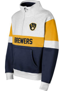 Milwaukee Brewers Girls Grey Club Trainer Hookup Long Sleeve Hooded Sweatshirt