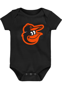 Baltimore Orioles Baby Black Primary Logo Short Sleeve One Piece