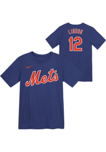 Francisco Lindor  New York Mets Boys Blue Home NN Short Sleeve T-Shirt