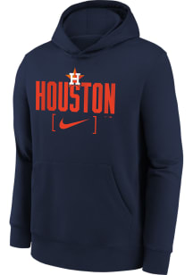 Nike Houston Astros Youth Navy Blue Club Fleece Slack Long Sleeve Hoodie