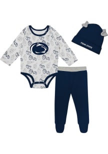 Infant Navy Blue Penn State Nittany Lions Little Champ LS and Hat Top and Bottom Set