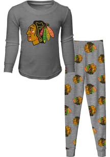 Chicago Blackhawks Boys Primary Logo PJ Set - Grey