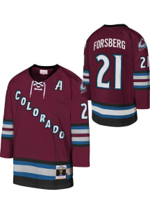 Peter Forsberg  Colorado Avalanche Youth Maroon Retired NN Hockey Jersey