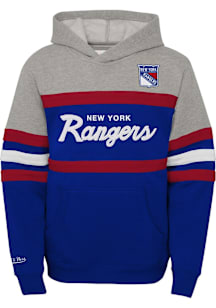 Mitchell and Ness New York Rangers Toddler Blue Head Coach Long Sleeve Hooded Sweatshirt