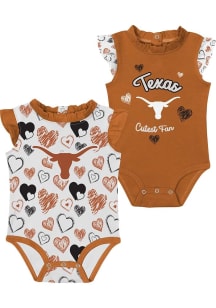 Texas Longhorns Baby Burnt Orange Happy Hearts Set One Piece