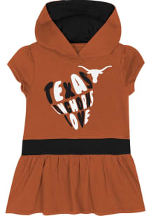 Texas Longhorns Baby Girls Burnt Orange Team Love Hooded Short Sleeve Dress