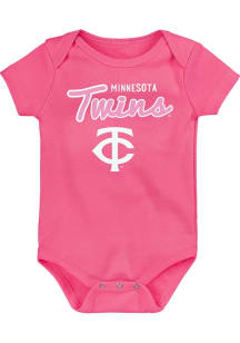 Minnesota Twins Baby Pink Big Game Design Short Sleeve One Piece