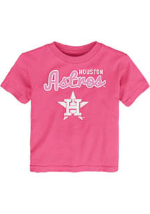 Houston Astros Toddler Girls Pink Big Game Short Sleeve T-Shirt