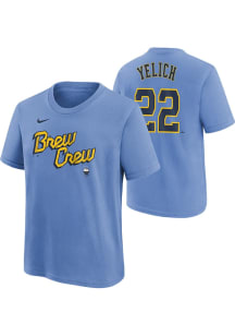 Christian Yelich Milwaukee Brewers Youth Light Blue City Connect NN Player Tee