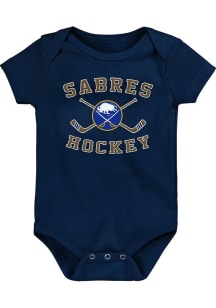 Buffalo Sabres Baby Navy Blue Crossed Lines Short Sleeve One Piece