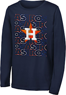 Houston Astros Youth Navy Blue Letterman Long Sleeve T-Shirt
