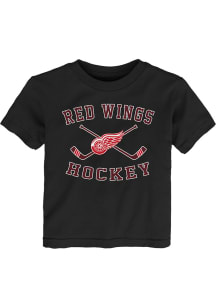 Detroit Red Wings Boys Black Lines Crossed Short Sleeve T-Shirt