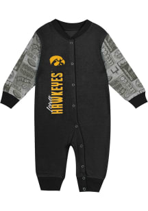 Baby Black Iowa Hawkeyes Play Book Long Sleeve One Piece