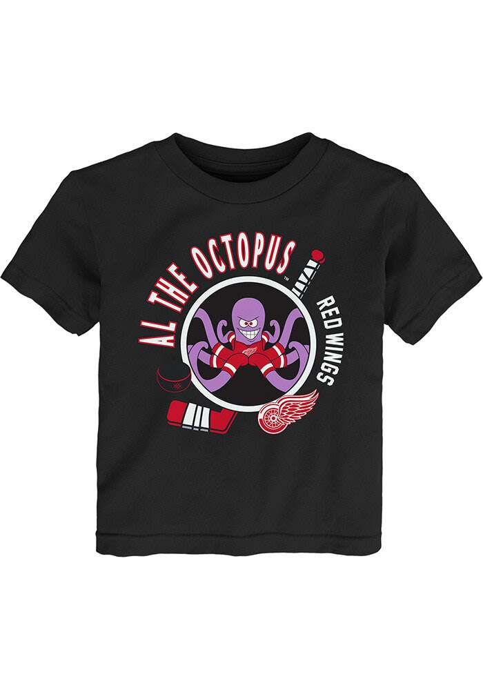 Detroit Red Wings Al The Octopus Toddler Ready To Play BLACK Short