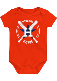 Houston Astros Baby Orange Swing Bats Design Short Sleeve One Piece