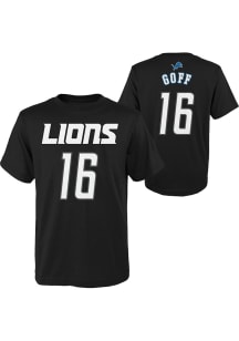Jared Goff Detroit Lions Youth Black Name and Number Player Tee