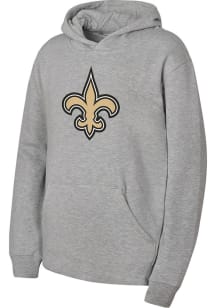 New Orleans Saints Youth Grey Primary Logo Long Sleeve Hoodie