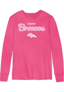 Denver Broncos Toddler Girls Pink Big Game Long Sleeve T Shirt