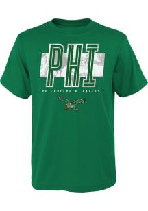 Philadelphia Eagles Youth Kelly Green Abbreviated Short Sleeve T-Shirt