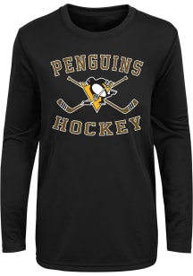 Pittsburgh Penguins Youth Black Lines Crossed Long Sleeve T-Shirt