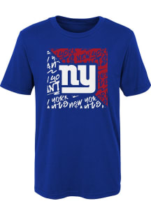 New York Giants Boys Blue Divide Short Sleeve T-Shirt