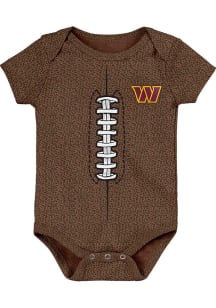 Washington Commanders Baby Brown Football Short Sleeve One Piece