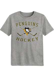 Pittsburgh Penguins Boys Grey Lines Crossed Short Sleeve T-Shirt
