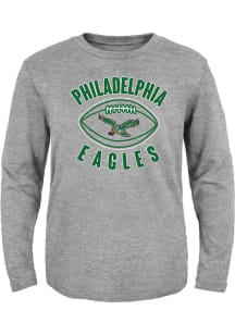 Philadelphia Eagles Youth Grey Retro Little Kicker Long Sleeve T-Shirt