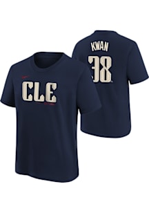 Steven Kwan Cleveland Guardians Youth Navy Blue City Connect NN Player Tee