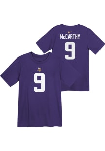 JJ McCarthy  Minnesota Vikings Boys Purple Player Pride NN Short Sleeve T-Shirt