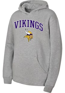 Minnesota Vikings Youth Grey Arched Logo Long Sleeve Hoodie