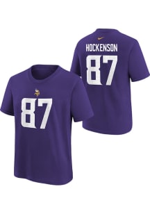 TJ Hockenson Minnesota Vikings Youth Purple NN Player Tee