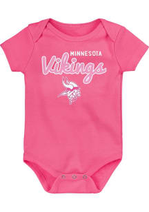 Minnesota Vikings Baby Pink Big Game Design Short Sleeve One Piece