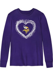 Minnesota Vikings Toddler Girls Purple Heart Shot Long Sleeve T Shirt