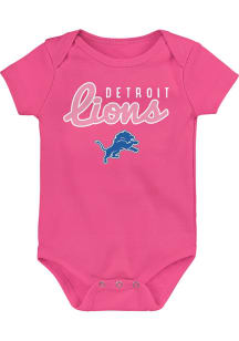 Detroit Lions Baby Pink Big Game Style Short Sleeve One Piece