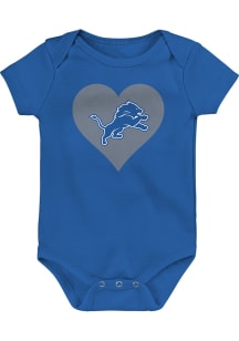 Detroit Lions Baby Blue Heart Graphic Short Sleeve One Piece