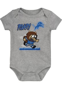 Outer Stuff Roary Detroit Lions Baby Grey Game Player Style Short Sleeve One Piece