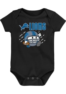 Detroit Lions Baby Black Poki Player Short Sleeve One Piece