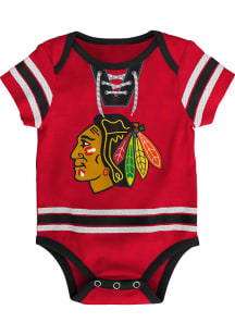 Chicago Blackhawks Baby Red Hockey Pro Style Short Sleeve One Piece