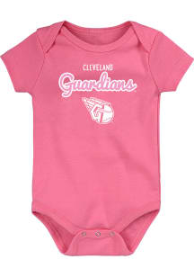 Cleveland Guardians Baby Pink Big Game Design Short Sleeve One Piece