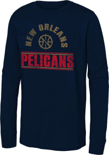 New Orleans Pelicans Youth Navy Blue Double Bar Long Sleeve T-Shirt
