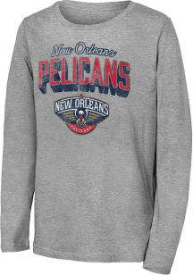 New Orleans Pelicans Youth Grey Couch Side Long Sleeve T-Shirt