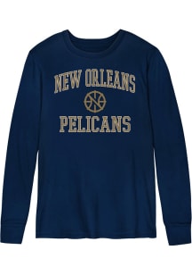 New Orleans Pelicans Boys Navy Blue #1 Design Long Sleeve T-Shirt